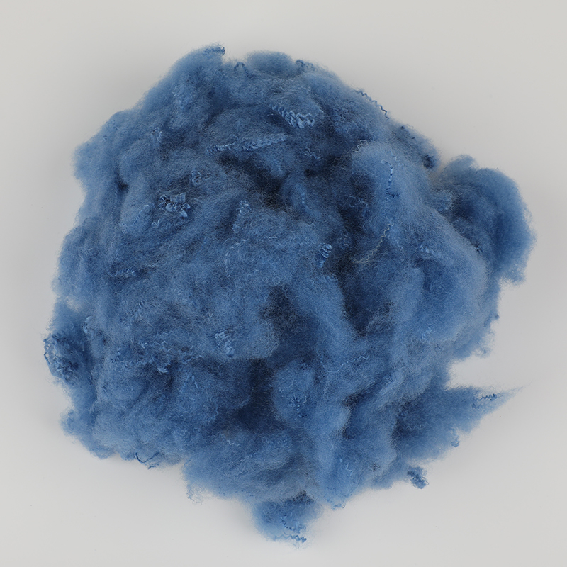 Lana azul vaquero que hace girar la fibra discontinua de poliéster 3D×64m m